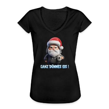 Père Noël drôle avec un café et un air fatigué - T-shirt vintage Femme - noir - Devant