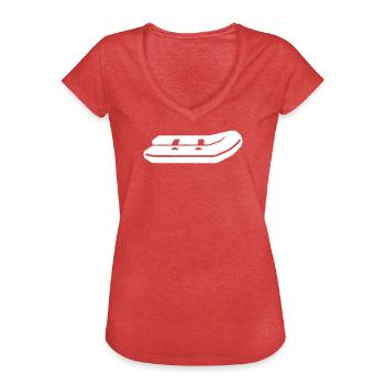 Vecteur de bateau de pagaie de bateau gonflable - T-shirt vintage Femme - rouge chiné - Devant - Danielle (179cm)