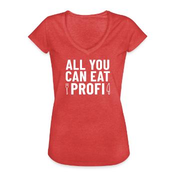 Couteau et fourchette professionnels à volonté - T-shirt vintage Femme - rouge chiné - Devant - Danielle (179cm)