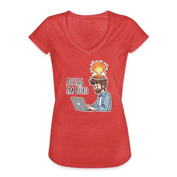 Everyday life in the office - The complete CHAOS - Women's Vintage T-Shirt - heather red - Front - Danielle (179cm)