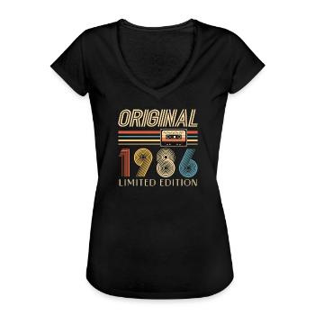 40e anniversaire 40e anniversaire Original 1986 - T-shirt vintage Femme - noir - Devant - Danielle (179cm)