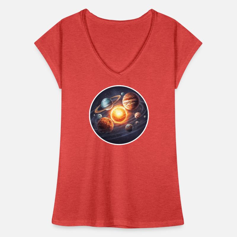 Astronomy Space Solar System Planets Orbit Graphic Women's Vintage T-Shirt