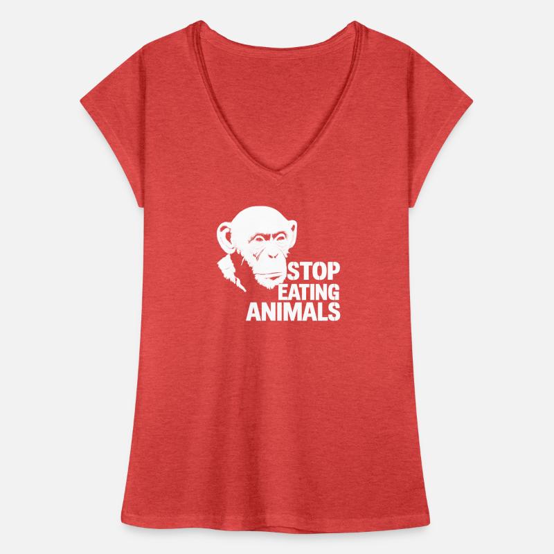 Arrêtez de manger des animaux – Conception du chimpanzé T-shirt vintage Femme
