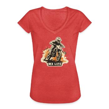 Motocross MX Life Shirt – Offroad Dirt Bike - Women's Vintage T-Shirt - heather red - Front - Danielle (179cm)