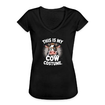  This Is My Cow Costume Lustige Kuh Verkleidung - Frauen Vintage T-Shirt - Schwarz - Vorne - Danielle (179cm)