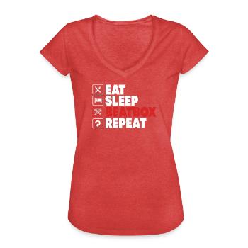 Boîte à rythmes - T-shirt vintage Femme - rouge chiné - Devant - Danielle (179cm)