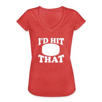 Je frapperais ça - T-shirt vintage Femme - rouge chiné - Devant - Danielle (179cm)