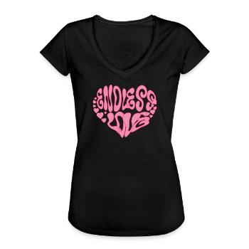 Endless Love – Herz - Frauen Vintage T-Shirt - Schwarz - Vorne - Danielle (179cm)