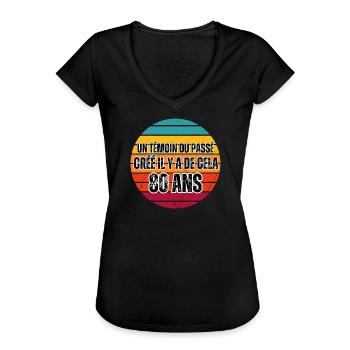Un témoin du passé, créé il y a de cela 80 ans  - T-shirt vintage Femme - noir - Devant - Danielle (179cm)