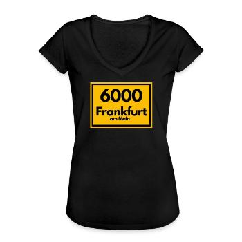 ANCIEN CODE POSTAL RETRO 6000 FRANCFORT-SUR-LE-LE-MAIN - T-shirt vintage Femme - noir - Devant - Danielle (179cm)