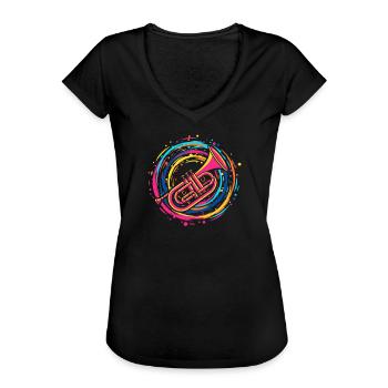 Trompeter - Frauen Vintage T-Shirt - Schwarz - Vorne - Danielle (179cm)