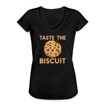 Taste the Biscuit - Women's Vintage T-Shirt - black - Front - Danielle (179cm)