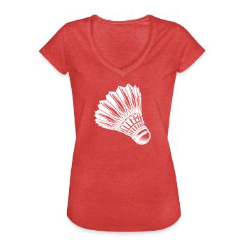Badminton tatoué - Sport avec vitesse - T-shirt vintage Femme - rouge chiné - Devant - Danielle (179cm)