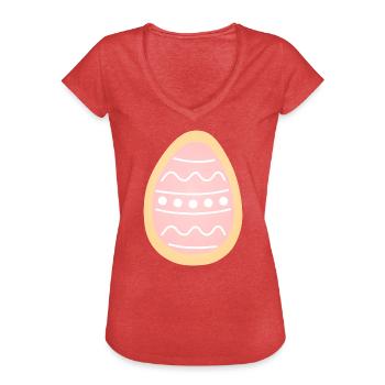 Biscuit Œuf de Pâques pastel - T-shirt vintage Femme - rouge chiné - Devant - Danielle (179cm)