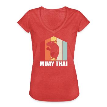 Muay thai kickboxer kickboxing boxing thaï boxe thaïlandaise - T-shirt vintage Femme - rouge chiné - Devant - Danielle (179cm)