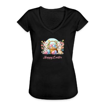 Easter Bunny Basket Spring Joy - Women's Vintage T-Shirt - black - Front - Danielle (179cm)