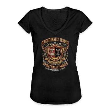 Educationally Trained Spiritually Armed - Frauen Vintage T-Shirt - Schwarz - Vorne - Danielle (179cm)