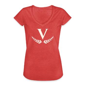 V - Women's Vintage T-Shirt - heather red - Front - Danielle (179cm)
