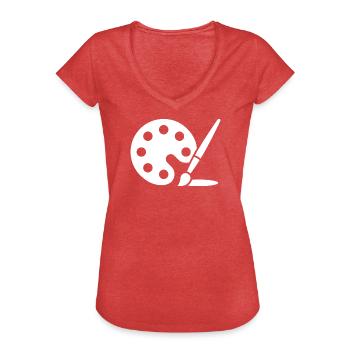 Malerei, Farbpalette, Pinsel, Kunst Symbol - Frauen Vintage T-Shirt - Rot meliert - Vorne - Danielle (179cm)