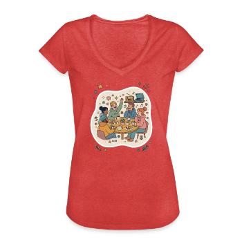 Friends meeting coffee music - Women's Vintage T-Shirt - heather red - Front - Danielle (179cm)