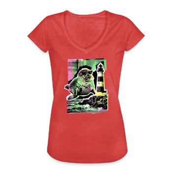 Cool seal North Sea Baltic Sea - Women's Vintage T-Shirt - heather red - Front - Danielle (179cm)