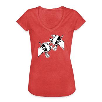 Équipe de lunettes de soleil Two Llamas Cool Dart Maul - T-shirt vintage Femme - rouge chiné - Devant - Danielle (179cm)