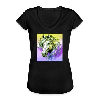 Pferd - Frauen Vintage T-Shirt - Schwarz - Vorne - Danielle (179cm)