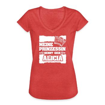 Geschenk für Alicia - Frauen Vintage T-Shirt - Rot meliert - Vorne - Danielle (179cm)