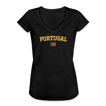 Portugal Flagge Design Gelb - Frauen Vintage T-Shirt - Schwarz - Vorne