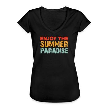 Profitez du paradis estival - T-shirt vintage Femme - noir - Devant - Danielle (179cm)