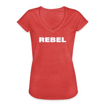 REBELLE - T-shirt vintage Femme - rouge chiné - Devant - Danielle (179cm)