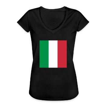 DRAPEAU ITALIE - T-shirt vintage Femme - noir - Devant - Danielle (179cm)