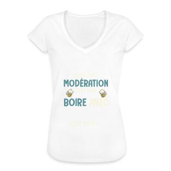 boire modération boire avec prénom c'est mieux - T-shirt vintage Femme - noir - Devant - Danielle (179cm)