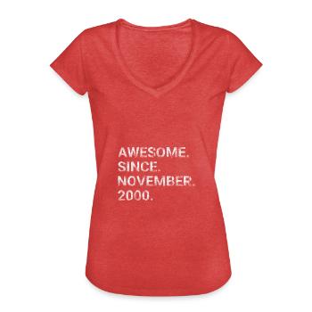 Awesome Since November 2000 - Women's Vintage T-Shirt - heather red - Front - Danielle (179cm)