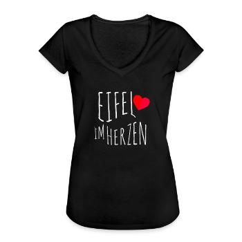 Eifel im Herzen - Frauen Vintage T-Shirt - Schwarz - Vorne - Danielle (179cm)
