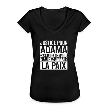 Justice pour ADAMA, Justice pour Adama Traore - T-shirt vintage Femme - noir - Devant - Danielle (179cm)
