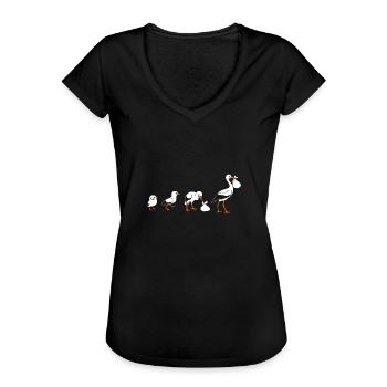 Storch evolution - Frauen Vintage T-Shirt - Schwarz - Vorne