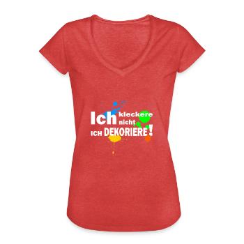 Ich kleckere nicht ich dekoriere 2- Farbklecks - Frauen Vintage T-Shirt - Rot meliert - Vorne - Danielle (179cm)