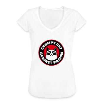 Grumpy Cat lustiges Geschenk Meme gegen Rassismus - Frauen Vintage T-Shirt - Schwarz - Vorne - Danielle (179cm)