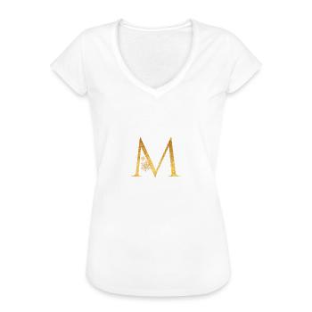 Initial letter M - Women's Vintage T-Shirt - black - Front - Danielle (179cm)