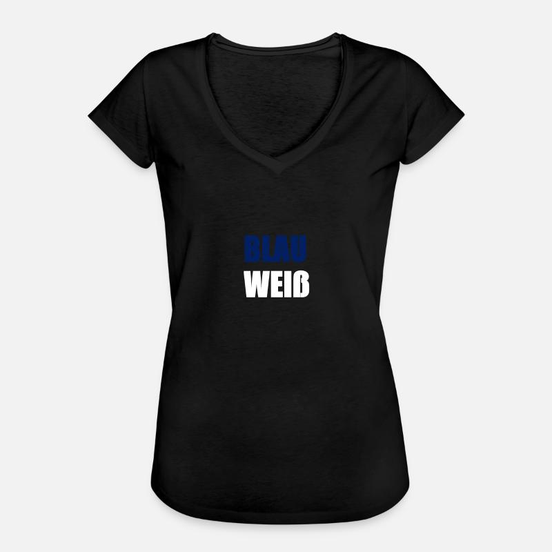 azul blanco - Camiseta vintage mujer - negro