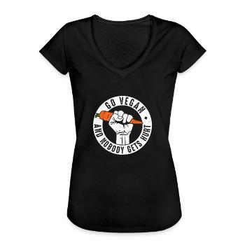 Go Vegan and nobody gets hurt - Veganer-Tierrecht - Frauen Vintage T-Shirt - Schwarz - Vorne