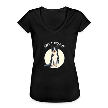 Border Collie - Frauen Vintage T-Shirt - Schwarz - Vorne - Danielle (179cm)