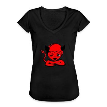 devil women - T-shirt vintage Femme - noir - Devant - Danielle (179cm)