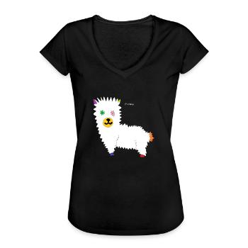 Funky Lama - Women's Vintage T-Shirt - black - Front