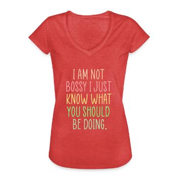 herrisches lustiges Zitat - Frauen Vintage T-Shirt - Rot meliert - Vorne - Danielle (179cm)
