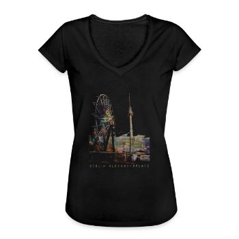Berlin Alexanderplatz künstlerisches Design - Frauen Vintage T-Shirt - Schwarz - Vorne - Danielle (179cm)