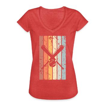 Baseball - Frauen Vintage T-Shirt - Rot meliert - Vorne - Danielle (179cm)