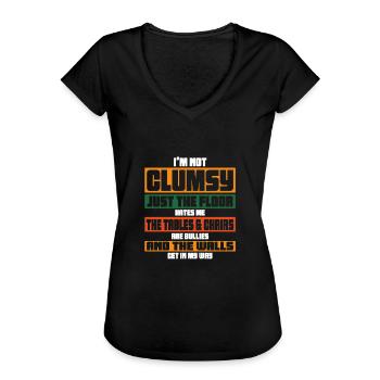 I'm not clumsy, the walls are in the way - Women's Vintage T-Shirt - black - Front