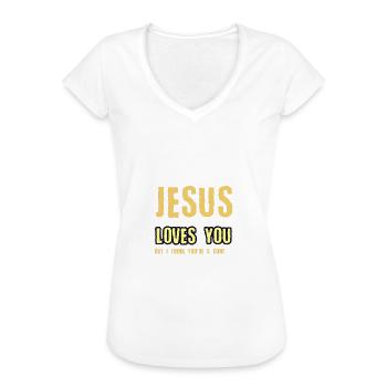 Jesus Loves you But I think you re a cunt - Women's Vintage T-Shirt - black - Front - Danielle (179cm)